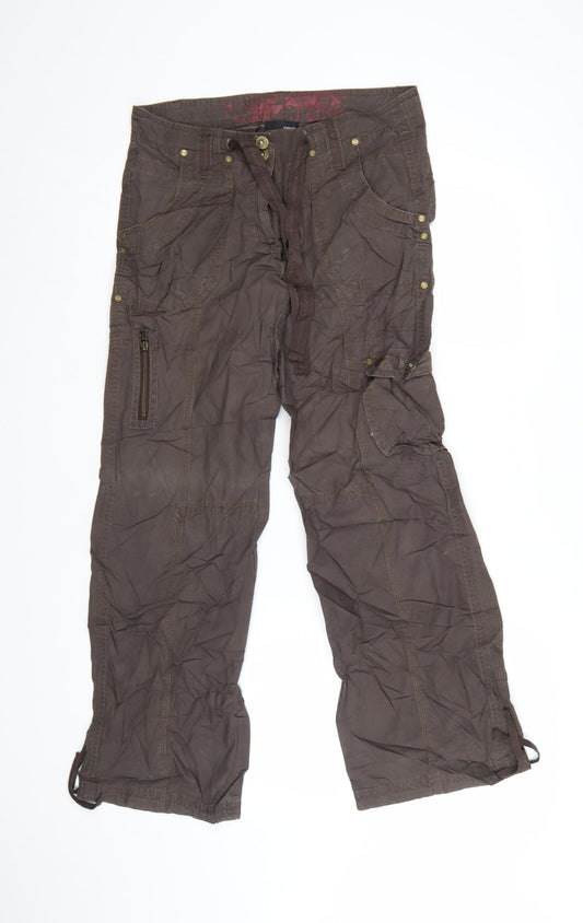 Next Women Brown Cargo Trousers Size 10 Cotton Blend Casual