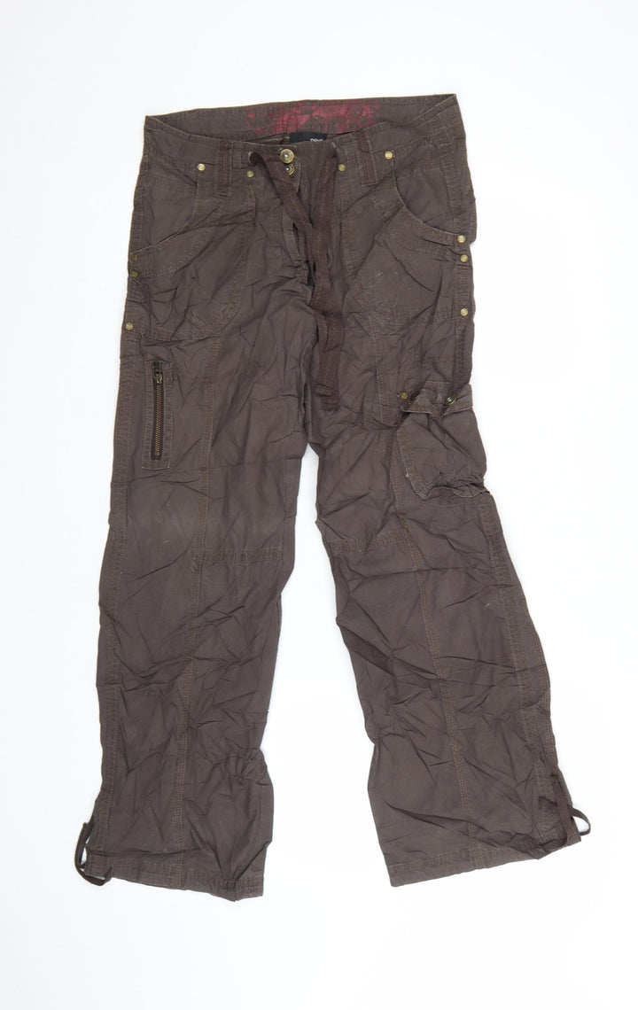 Next Women Brown Cargo Trousers Size 10 Cotton Blend Casual