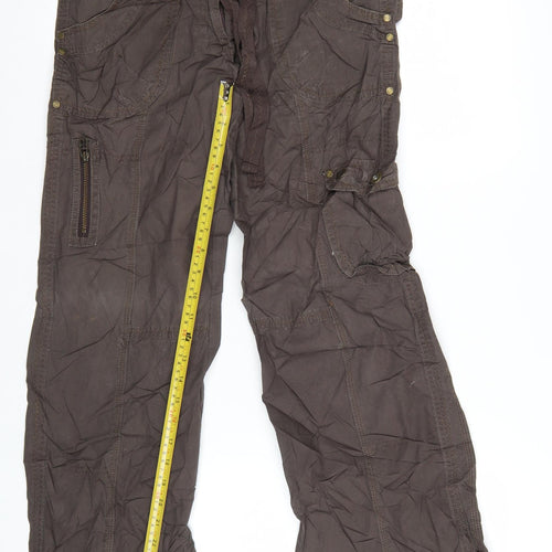 Next Women Brown Cargo Trousers Size 10 Cotton Blend Casual