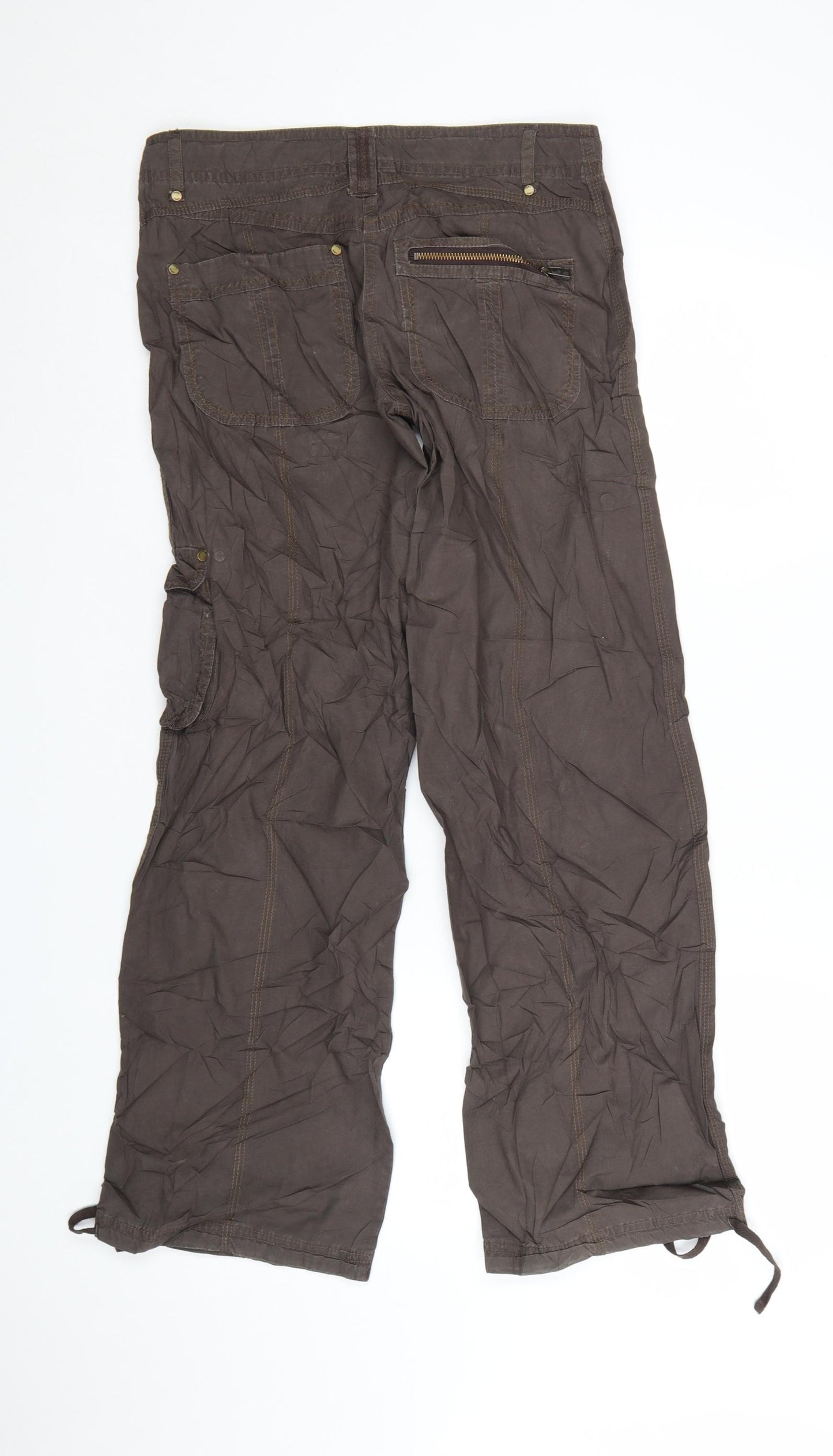 Next Women Brown Cargo Trousers Size 10 Cotton Blend Casual