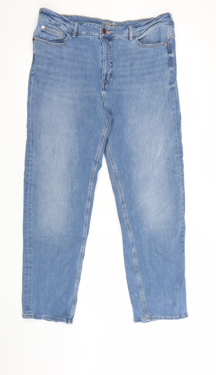 Marks and Spencer Women's Blue Stretch Straight Jeans Size 18 Short