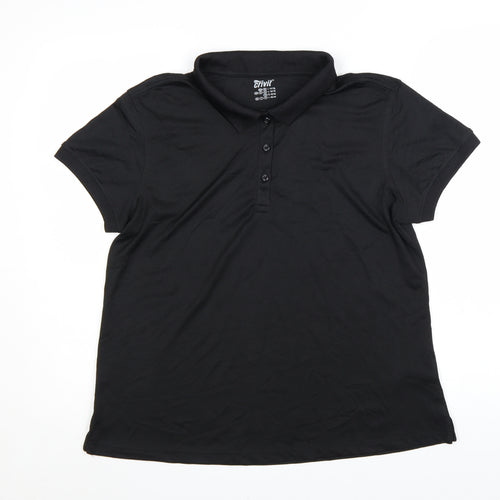 Crivit Women’s Black Polo Shirt L Short Sleeve Quick Dry