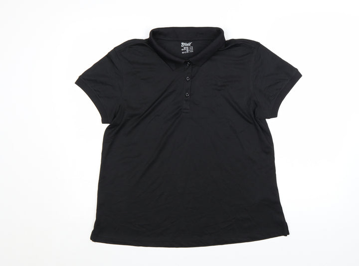 Crivit Women’s Black Polo Shirt L Short Sleeve Quick Dry