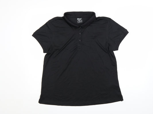 Crivit Women’s Black Polo Shirt L Short Sleeve Quick Dry