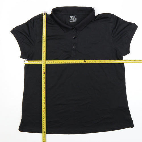 Crivit Women’s Black Polo Shirt L Short Sleeve Quick Dry