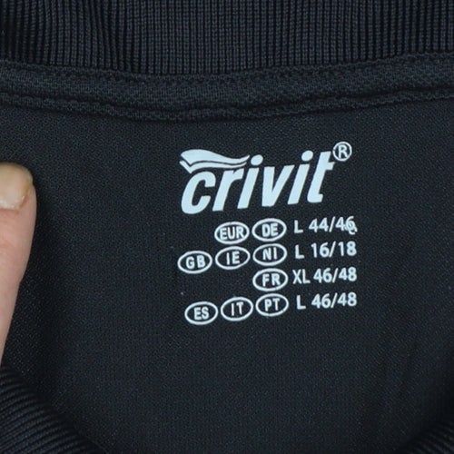 Crivit Women’s Black Polo Shirt L Short Sleeve Quick Dry