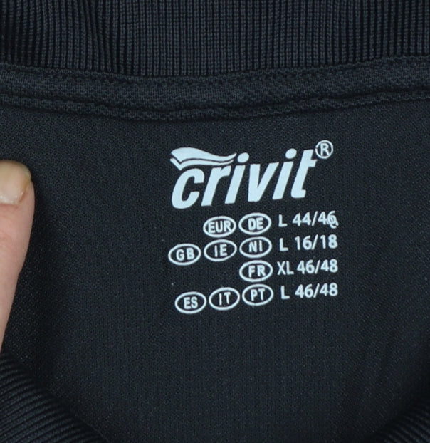 Crivit Women’s Black Polo Shirt L Short Sleeve Quick Dry