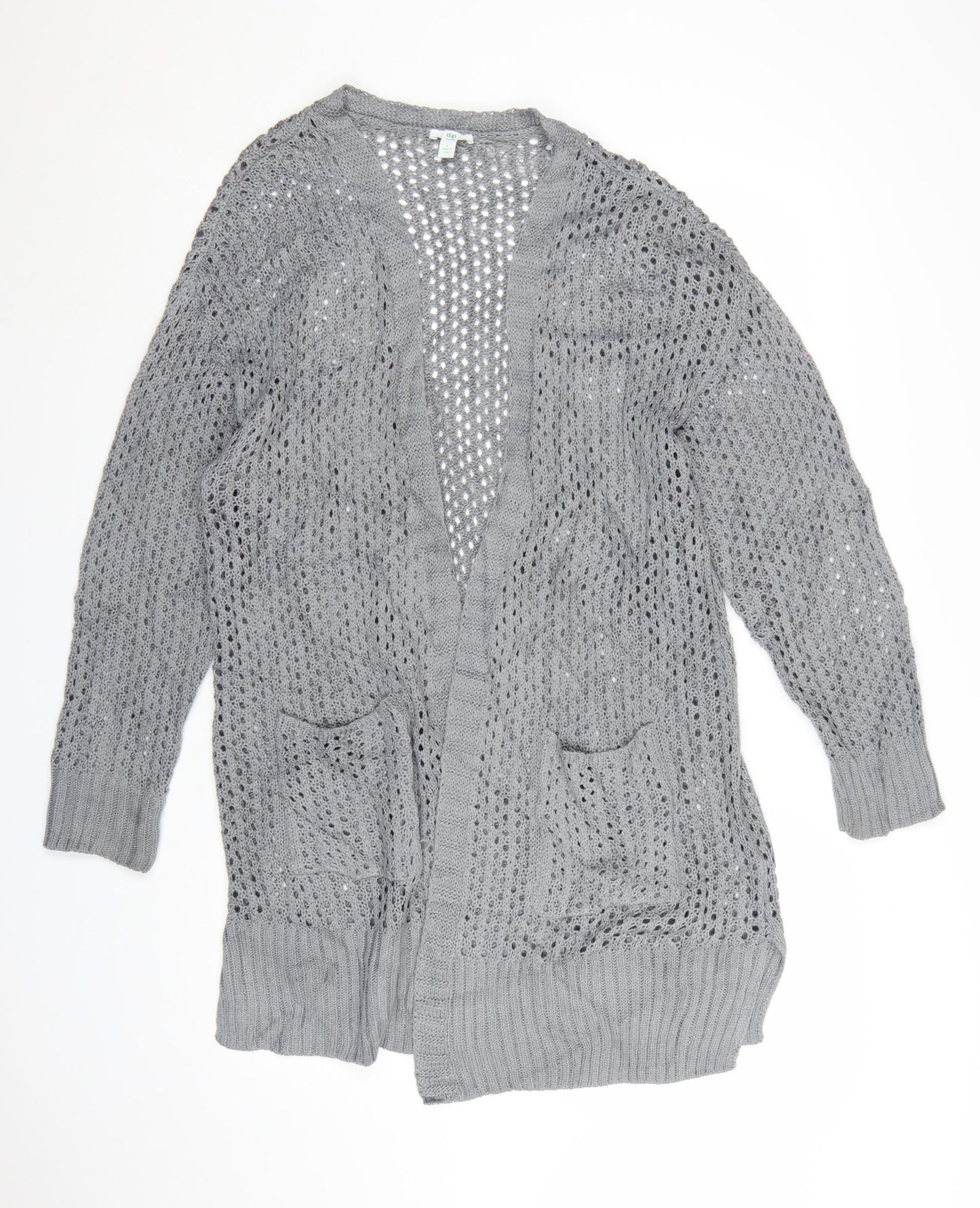 Dip Women's Grey Open Knit Long Sleeve Cardigan Size L