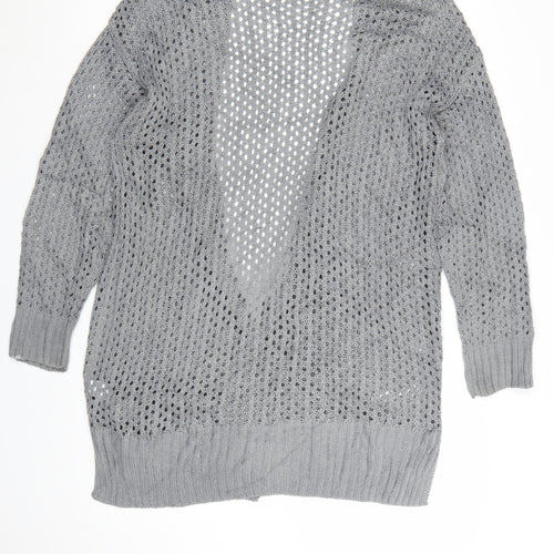 Dip Women's Grey Open Knit Long Sleeve Cardigan Size L