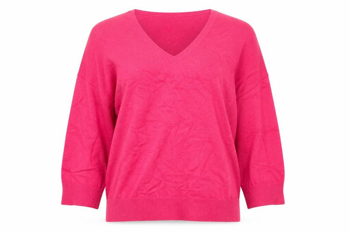 French Connection Women's Pink V-Neck Cotton Jumper Size M
