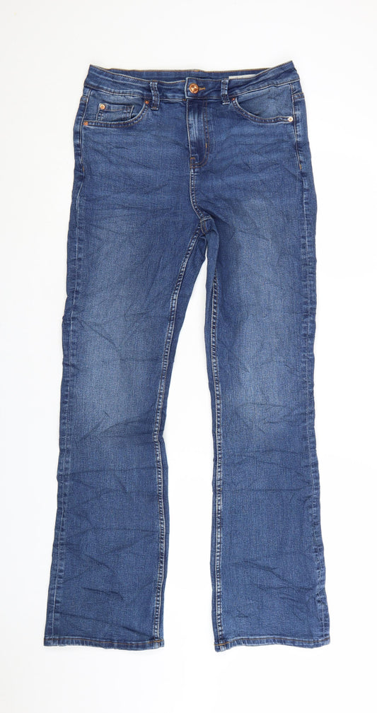 Marks and Spencer Women Blue Bootcut Stretch Jeans Size 12 Short