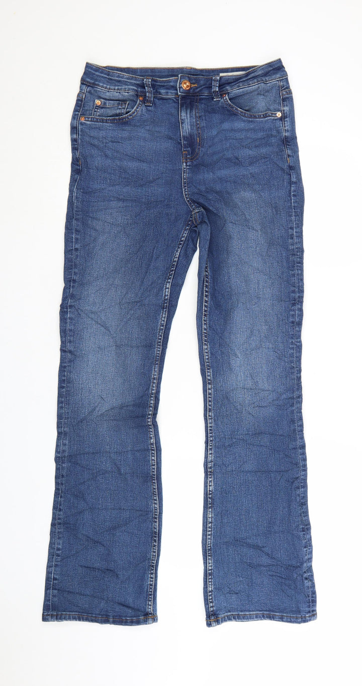 Marks and Spencer Women Blue Bootcut Stretch Jeans Size 12 Short