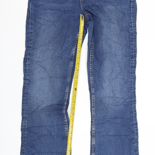 Marks and Spencer Women Blue Bootcut Stretch Jeans Size 12 Short