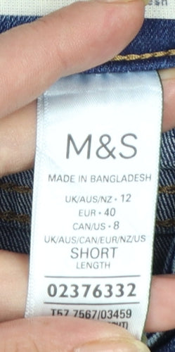 Marks and Spencer Women Blue Bootcut Stretch Jeans Size 12 Short
