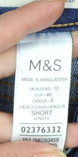 Marks and Spencer Women Blue Bootcut Stretch Jeans Size 12 Short