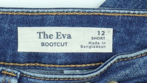 Marks and Spencer Women Blue Bootcut Stretch Jeans Size 12 Short