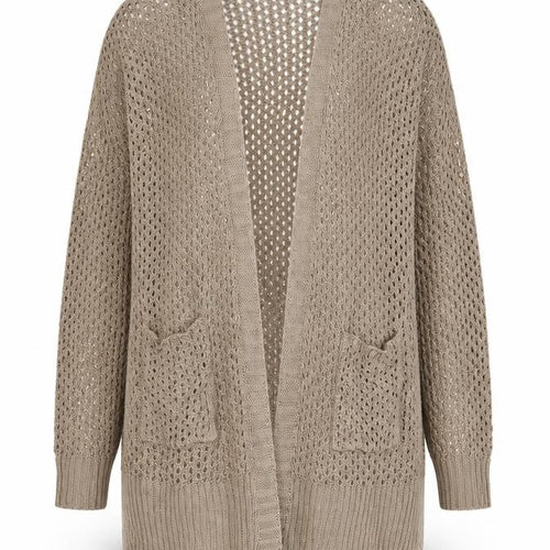 Dip Women Beige Open Knit Long Sleeve Cardigan L Lightweight