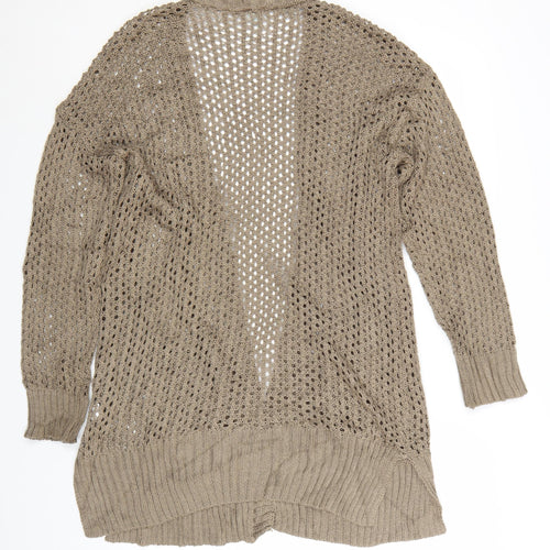 Dip Women Beige Open Knit Long Sleeve Cardigan L Lightweight