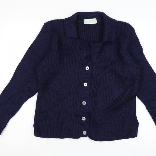 The Edinburgh Collection Women's Blue Wool Collared Cardigan S