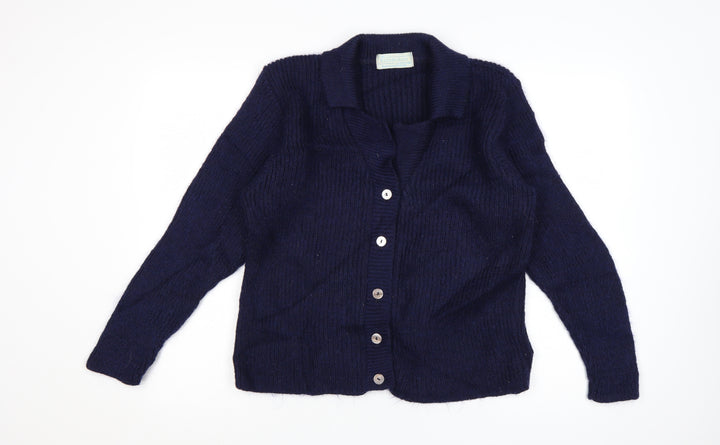 The Edinburgh Collection Women's Blue Wool Collared Cardigan S