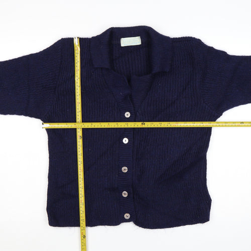 The Edinburgh Collection Women's Blue Wool Collared Cardigan S