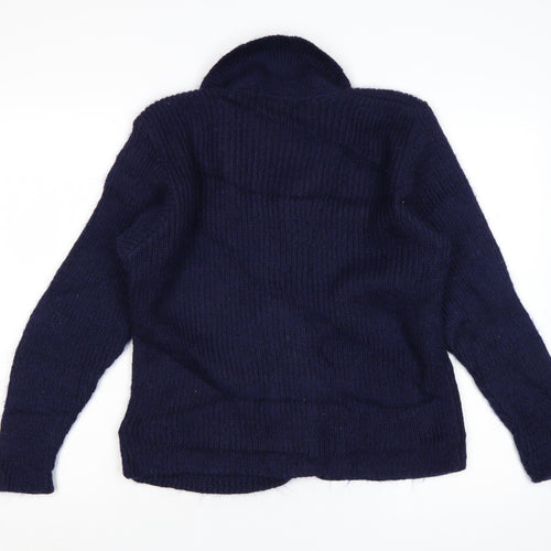 The Edinburgh Collection Women's Blue Wool Collared Cardigan S