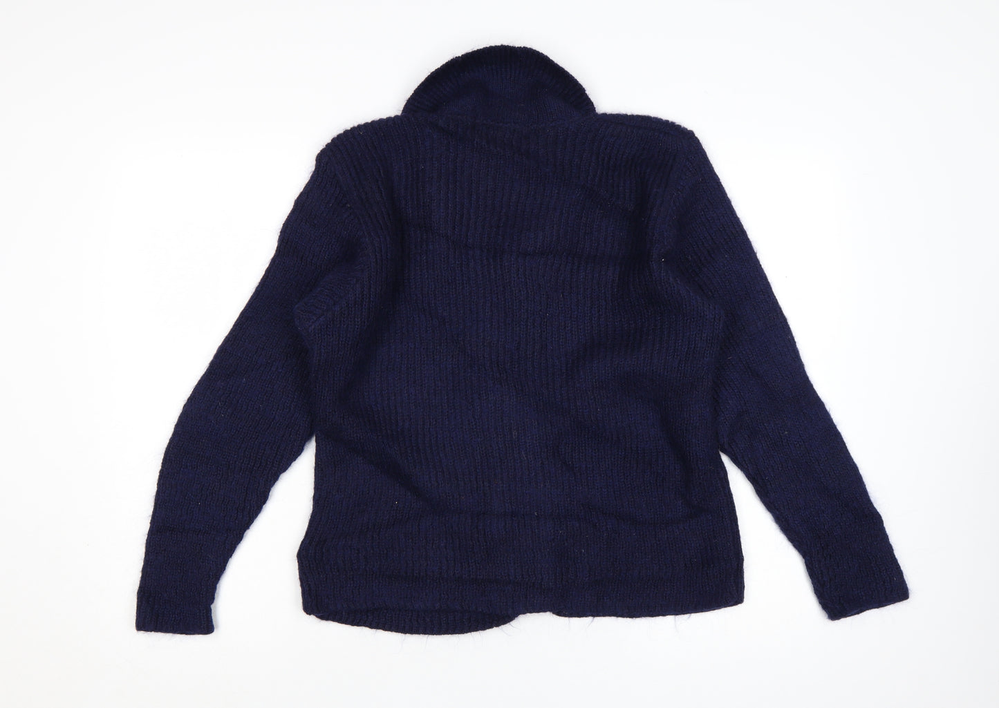 The Edinburgh Collection Women's Blue Wool Collared Cardigan S