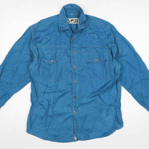 Latitude 38 Men's Blue Cotton Long Sleeve Button-Up Shirt Size M