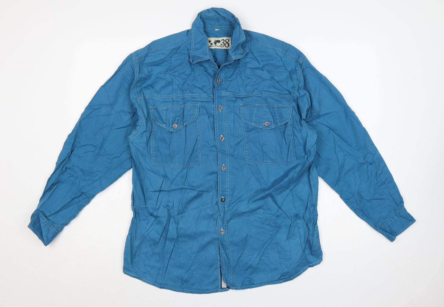 Latitude 38 Men's Blue Cotton Long Sleeve Button-Up Shirt Size M
