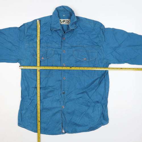 Latitude 38 Men's Blue Cotton Long Sleeve Button-Up Shirt Size M