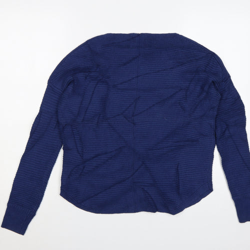 White Stuff Women's Blue Cotton Waffle-Knit Jumper UK 8
