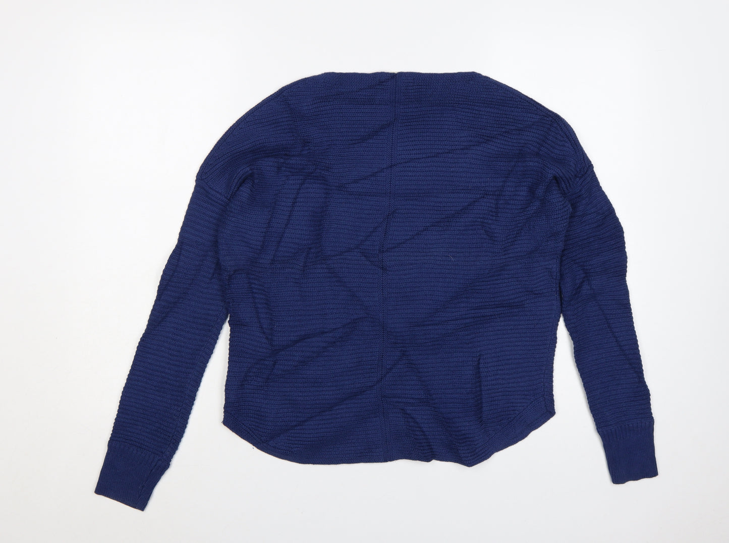 White Stuff Women's Blue Cotton Waffle-Knit Jumper UK 8