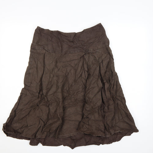 GAP Women Brown Linen A-Line Knee Length Skirt Size 10