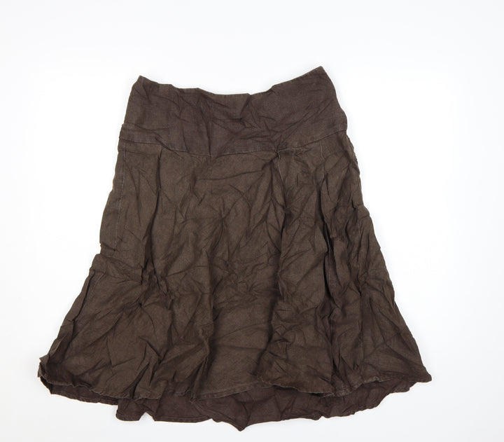 GAP Women Brown Linen A-Line Knee Length Skirt Size 10