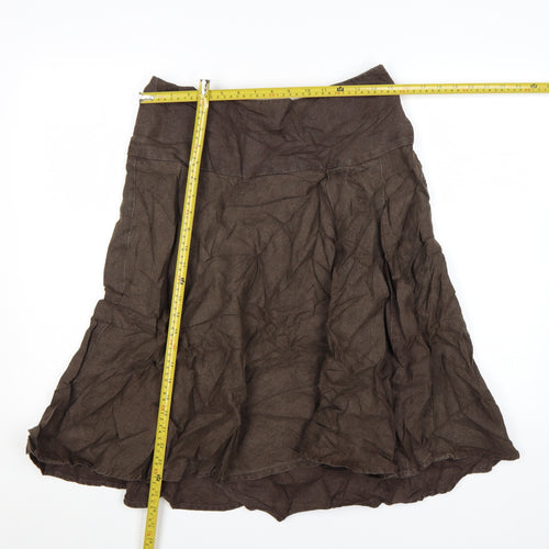 GAP Women Brown Linen A-Line Knee Length Skirt Size 10