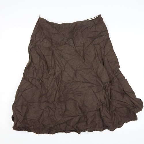 GAP Women Brown Linen A-Line Knee Length Skirt Size 10