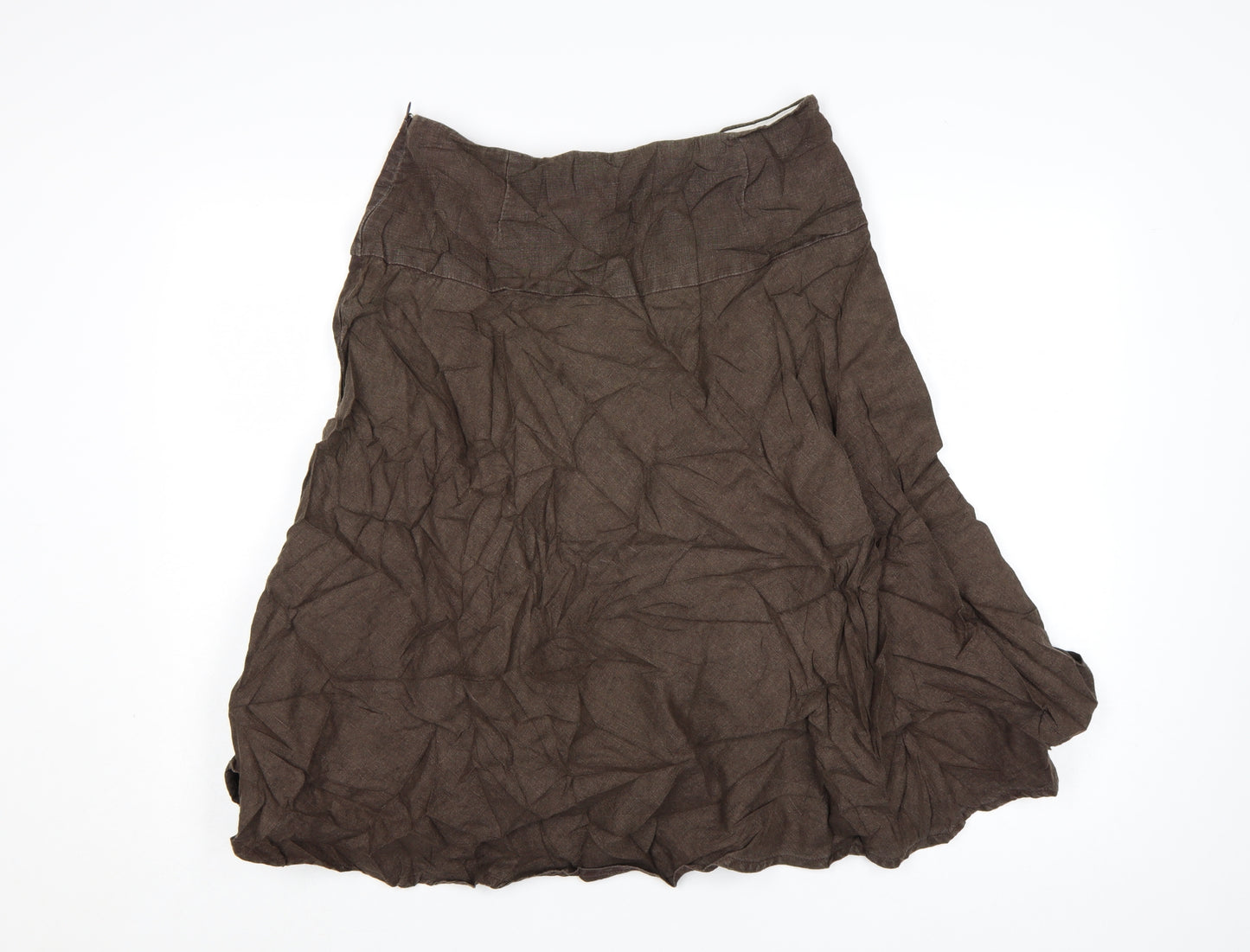 GAP Women Brown Linen A-Line Knee Length Skirt Size 10