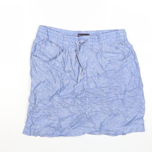 Marks and Spencer Womens Blue Linen Blend Knee Length Skirt Size 16