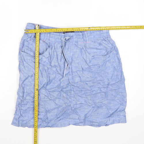 Marks and Spencer Womens Blue Linen Blend Knee Length Skirt Size 16