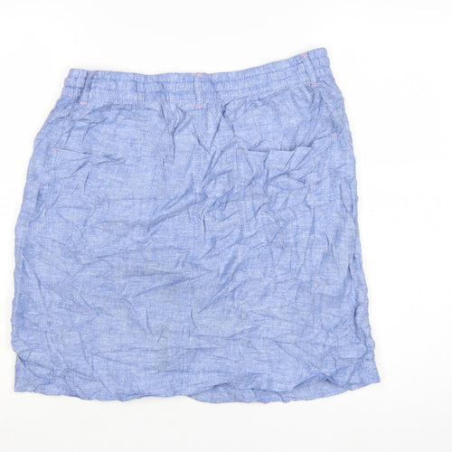 Marks and Spencer Womens Blue Linen Blend Knee Length Skirt Size 16