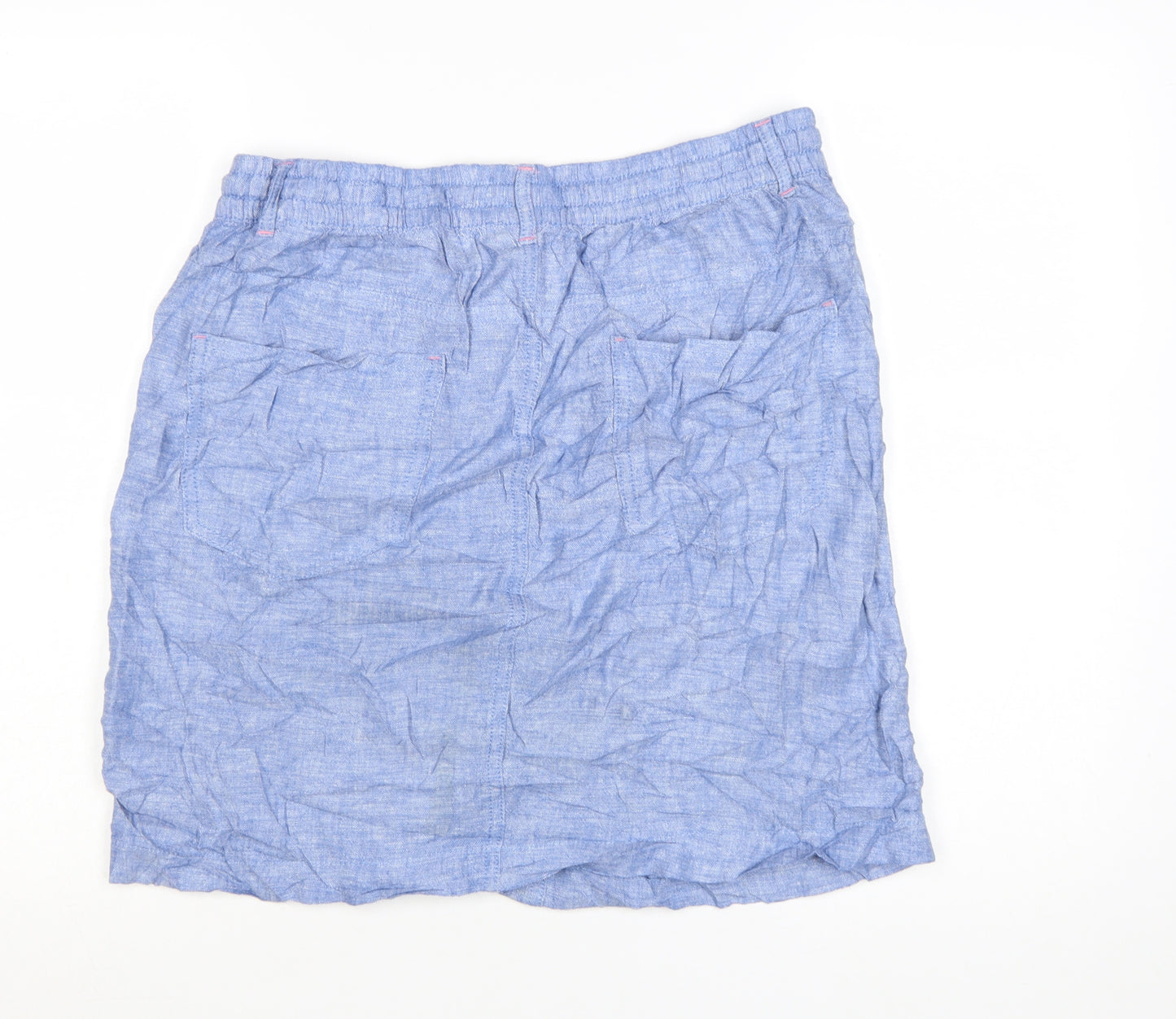Marks and Spencer Womens Blue Linen Blend Knee Length Skirt Size 16