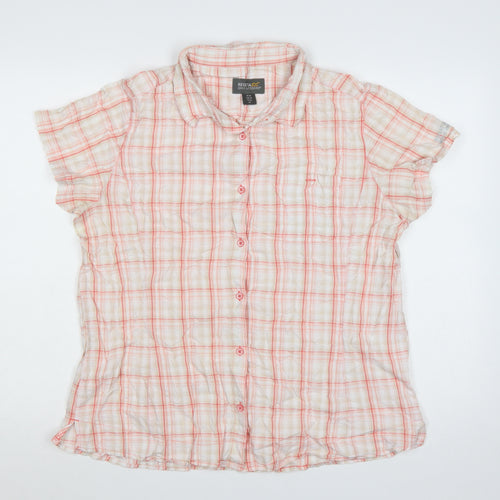 Regatta Men Beige Check Short Sleeve Button-Up Casual Shirt Size XL