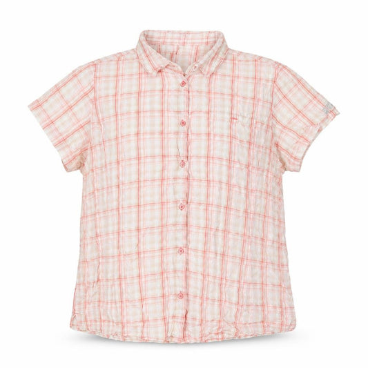 Front view of Regatta Men Beige Check Short Sleeve Button-Up Casual Shirt, size XL