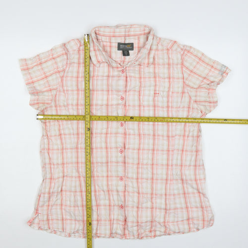 Regatta Men Beige Check Short Sleeve Button-Up Casual Shirt Size XL