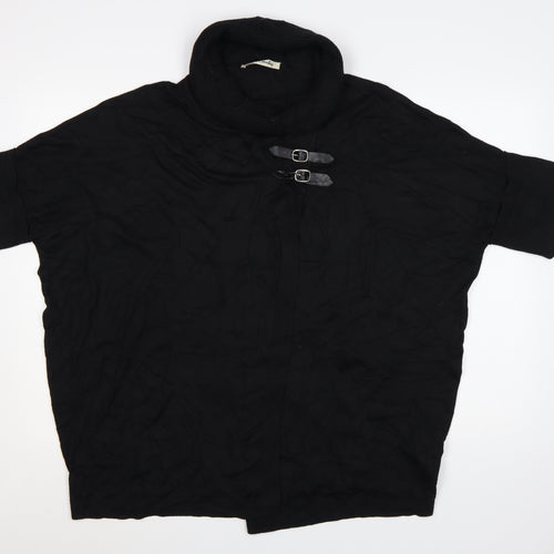 Betty Barclay Women's Black Cowl Neck Short Sleeve Knit Cape Jumper Size 12