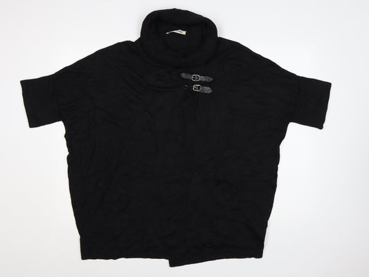 Betty Barclay Women's Black Cowl Neck Short Sleeve Knit Cape Jumper Size 12