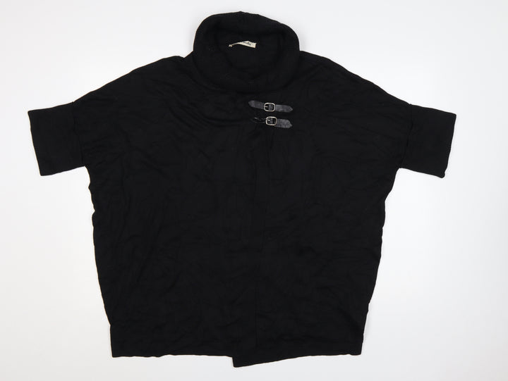 Betty Barclay Women's Black Cowl Neck Short Sleeve Knit Cape Jumper Size 12