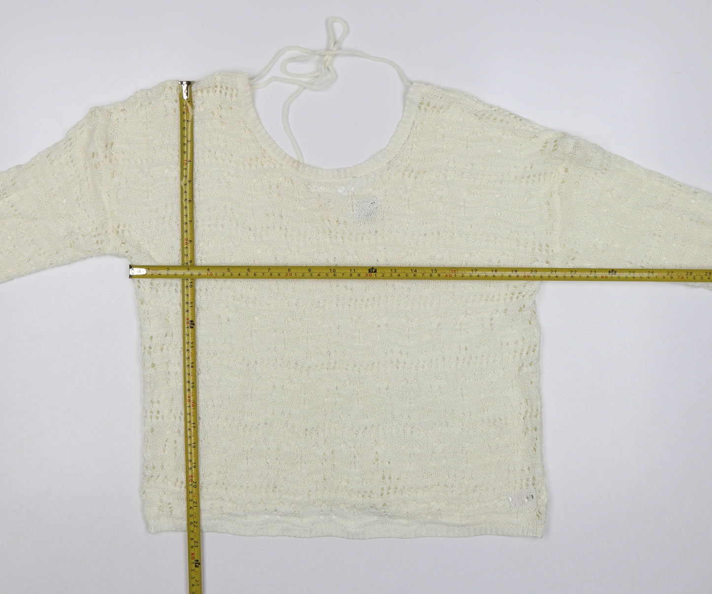 Kaleidoscope Women Ivory Open-Knit 3/4 Sleeve Pullover Jumper Size 14