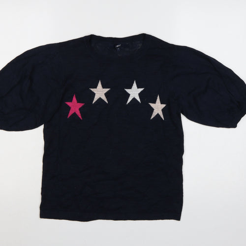 Next Women Blue Star Knit Puff Sleeve Jumper Size 12