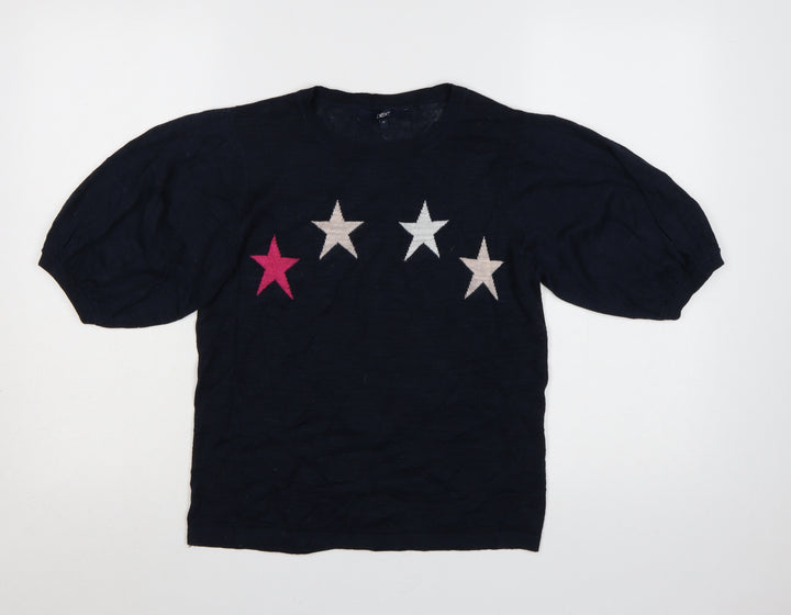 Next Women Blue Star Knit Puff Sleeve Jumper Size 12